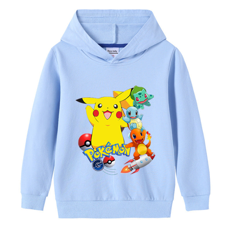 Children Pokemon Pikachu Hoodie Cotton Hooded Sweater Neutral
