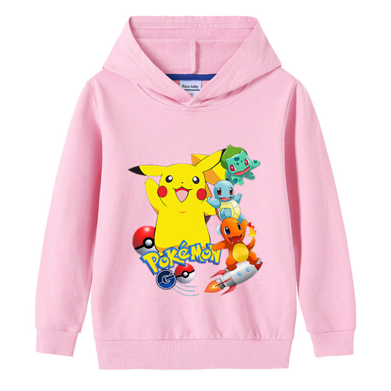 Children Pokemon Pikachu Hoodie Cotton Hooded Sweater Neutral