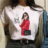 Oversized 90s T Shirt Summer Fashion Pretty Girl Printed Sleeve T-Shirt