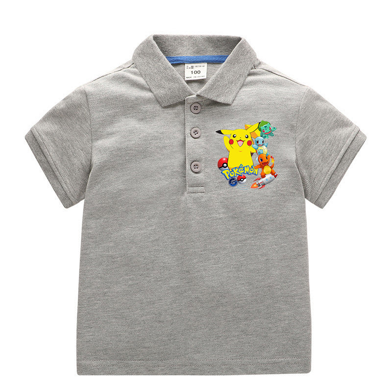 Children Pokemon Pikachu T Shirt Polo Shirt Short Sleeve Pure Cotton Baby