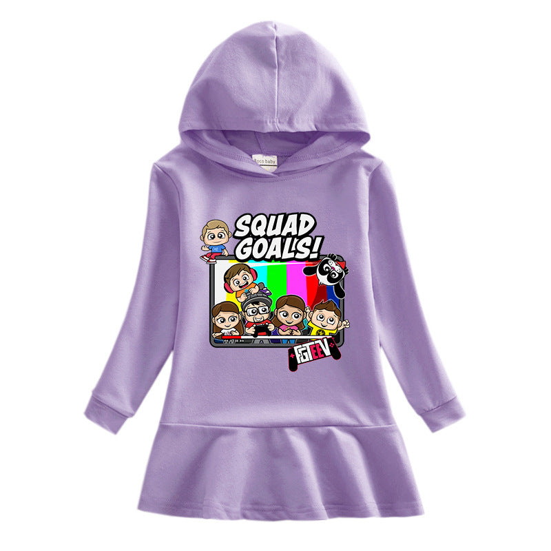 Fgteev Children's Cartoon Cotton Casual Dress