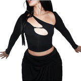 Music Festivals Rave Outfits Girls Tops Spring Style Women's Solid Color Long Sleeve T-shirt