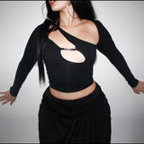 Music Festivals Rave Outfits Girls Tops Spring Style Women's Solid Color Long Sleeve T-shirt