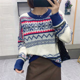 Fair Isle Sweater Cottagecore Outfits for Women Sweater Early Autumn round Neck Long Sleeve Pullover Cardigan Knitwear