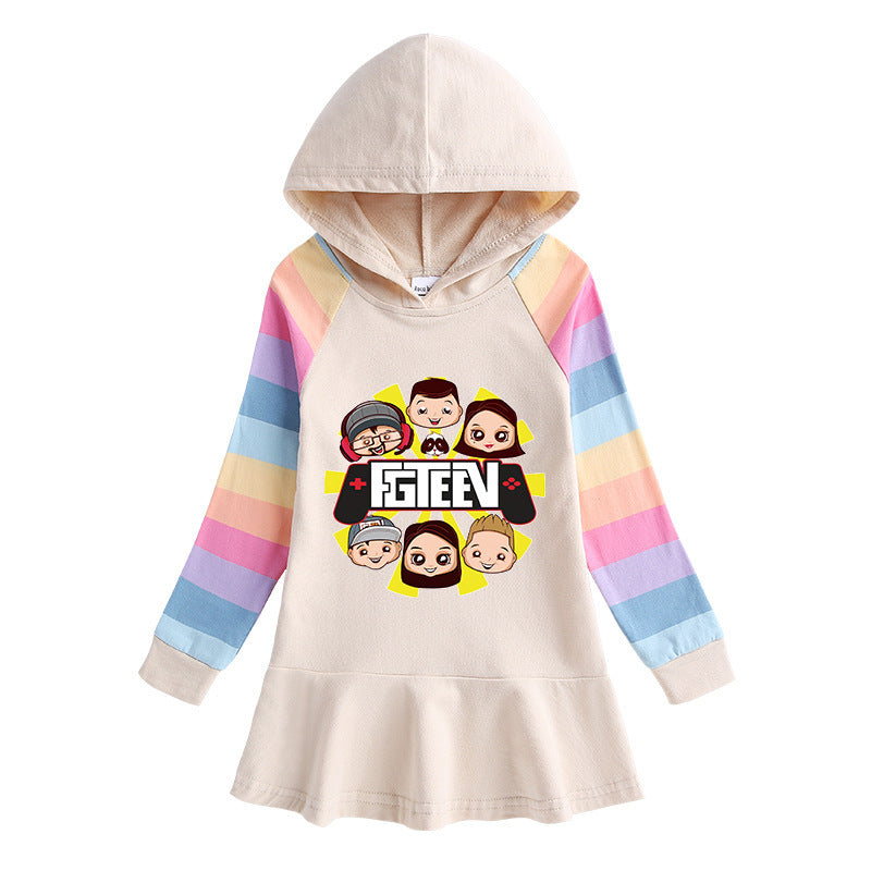 Fgteev Children's Long Sleeve Rainbow Sweatshirt Skirt