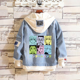 Comic Denim Jacket Anime Hole Spring and Autumn Denim Jacket