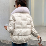 Women Winter Coats Puffer Jacket Down Coat Winter Fox Fur Collar Down Jacket Women's Mink Furry Down Jacket
