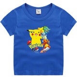 Children Pokemon Pikachu T Shirt Children's Summer Short Sleeve Casual Sports