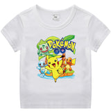 Children Pokemon Pikachu T Shirt Cotton Short Sleeve round Neck T-shirt Sports Casual Cute
