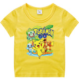 Children Pokemon Pikachu T Shirt Cotton Short Sleeve round Neck T-shirt Sports Casual Cute