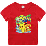 Children Pokemon Pikachu T Shirt Cotton Short Sleeve round Neck T-shirt Sports Casual Cute