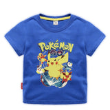 Children Pokemon Pikachu T Shirt 夏装短袖T恤棉质休闲运动