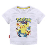 Children Pokemon Pikachu T Shirt 夏装短袖T恤棉质休闲运动