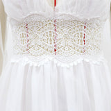 Women Lace Wedding Dress Long Sleeve Wedding Dress V-neck Lace Maxi Dress Gown