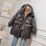 Women Winter Coats Puffer Jacket Down Coat Down Jacket Women's Mid-Length White Duck Down Warm Hooded Jacket