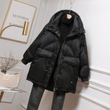 Women Winter Coats Puffer Jacket Down Coat Down Jacket Women's Mid-Length White Duck Down Warm Hooded Jacket