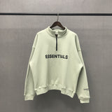 Fog Fear of God Essentials Hoodie Double Line Loose Autumn and Winter Fleece-Lined Half Zipper Hoodie