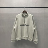 Fog Fear of God Essentials Hoodie Double Line Loose Autumn and Winter Fleece-Lined Half Zipper Hoodie