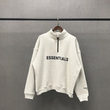Fog Fear of God Essentials Hoodie Double Line Loose Autumn and Winter Fleece-Lined Half Zipper Hoodie