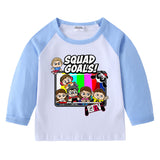 Fgteev Children's Cotton T-shirt Round Neck Long Sleeve Top Bottoming Shirt