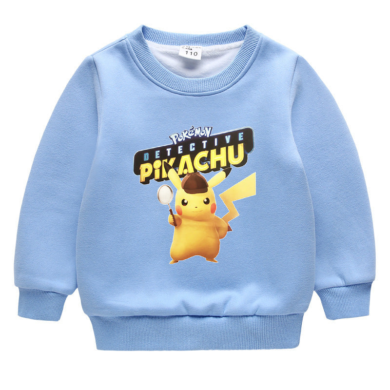 Children Pokemon Pikachu Hoodie Brushed Hoody Thicken Coat Cashmere