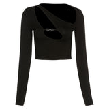 Music Festivals Rave Outfits Girls Tops Spring Style Women's Solid Color Long Sleeve T-shirt