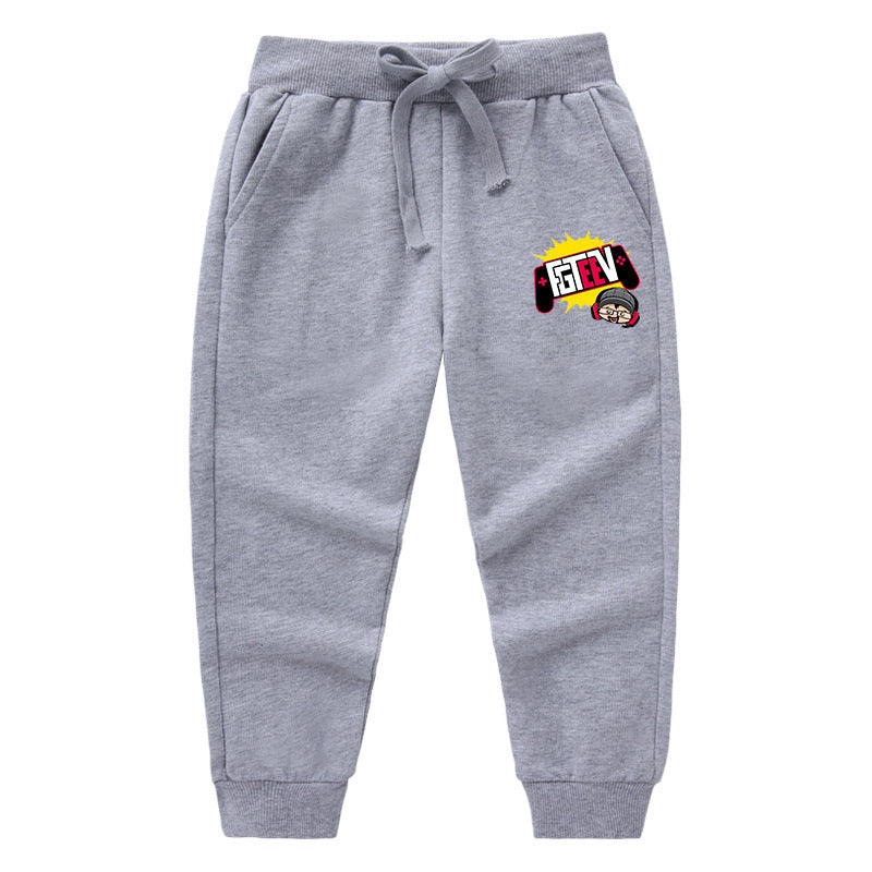 Fgteev Spring and Autumn Children's Ankle-Tied Long Pants Casual Sports Trousers