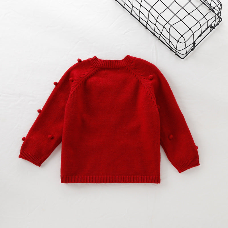 Girl Cardigan Sweaters Autumn and Winter Thickening Knitted Coat