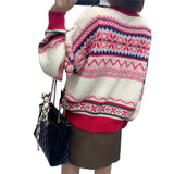 Fair Isle Sweater Cottagecore Outfits for Women Sweater Early Autumn round Neck Long Sleeve Pullover Cardigan Knitwear