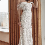 Wedding Guest Dress Autumn Seaside Vacation Fishtail Sexy Backless Spaghetti Straps Lace Dress