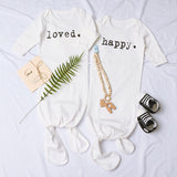 Knotted Baby Gown Long Sleeve Pullover Spring and Summer Jumpsuit Sleeping Bag