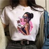 Oversized 90s T Shirt Summer Fashion Pretty Girl Printed Sleeve T-Shirt
