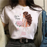 Oversized 90s T Shirt Summer Fashion Pretty Girl Printed Sleeve T-Shirt