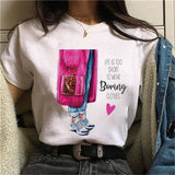 Oversized 90s T Shirt Summer Fashion Pretty Girl Printed Sleeve T-Shirt
