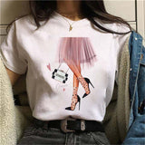 Oversized 90s T Shirt Summer Fashion Pretty Girl Printed Sleeve T-Shirt