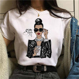 Oversized 90s T Shirt Summer Fashion Pretty Girl Printed Sleeve T-Shirt