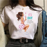 Oversized 90s T Shirt Summer Fashion Pretty Girl Printed Sleeve T-Shirt