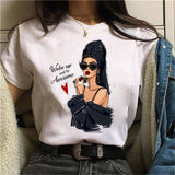 Oversized 90s T Shirt Summer Fashion Pretty Girl Printed Sleeve T-Shirt