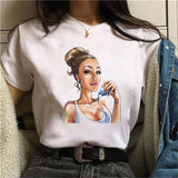 Oversized 90s T Shirt Summer Fashion Pretty Girl Printed Sleeve T-Shirt