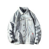 Denim Varsity Jacket Fleece-Lined Denim Jacket Men's Washed Slim-Fit Thickened Coat Men's Autumn Jacket