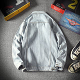 Denim Varsity Jacket Fleece-Lined Denim Jacket Men's Washed Slim-Fit Thickened Coat Men's Autumn Jacket