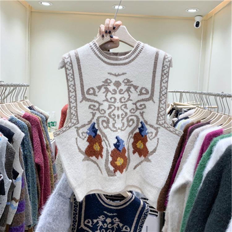 Fair Isle Sweater Cottagecore Outfits for Women Fall/Winter Loose-Fitting Sleeveless Shirt