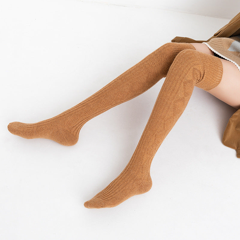 Winter Thick Knit Thigh High Socks Long Stockings Boot Autumn and Winter Diamond Knitted Women's Knee High over-the-Knee Socks