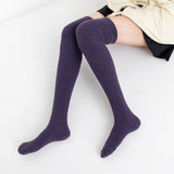 Winter Thick Knit Thigh High Socks Long Stockings Boot Solid Color Thigh High Socks Thick below the Knees Women's Stockings