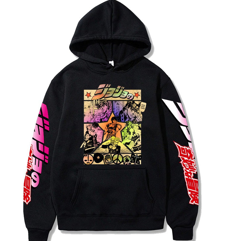 JoJo's Bizarre Adventure Dressing Printing Velvet Padded Hooded Sweatshirt