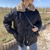 Women Winter Coats Puffer Jacket Down Coat Fur Collar Down Jacket Female Winter Puffer Jacket Coat Short