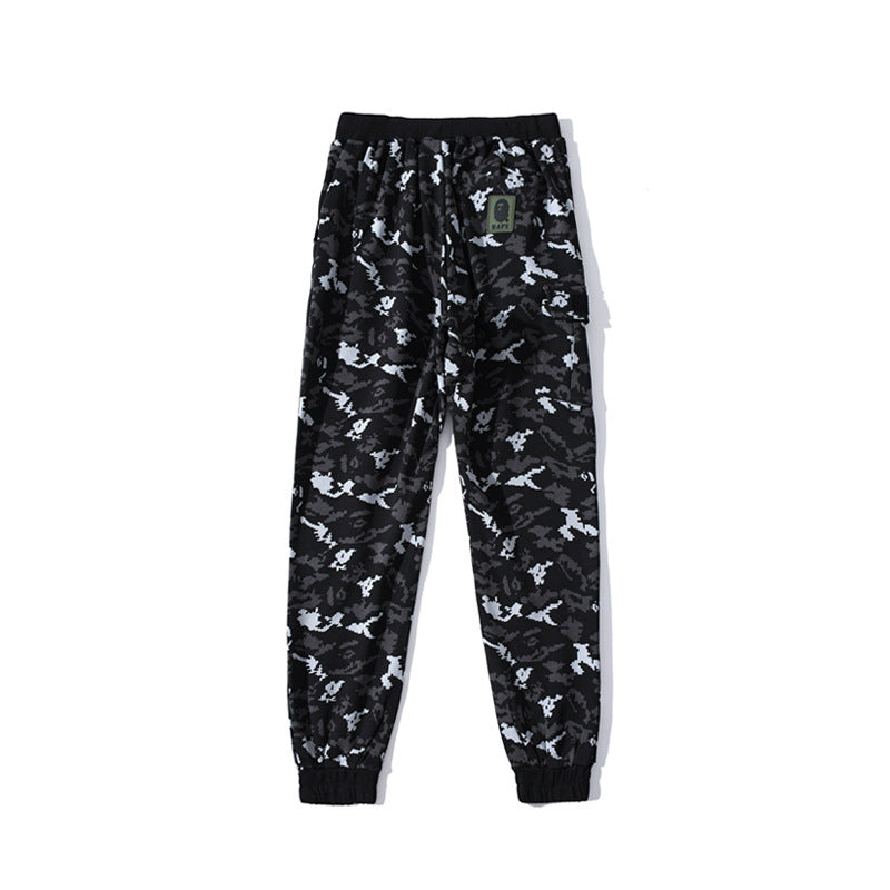 Shark Print Pant Digital Pixels Cotton Men'S And Women'S Same Camouflage Casual Trousers