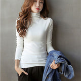 The Rock Turtleneck Warm Half Turtleneck Bottoming Shirt Women Autumn and Winter Solid Color Retro Long Sleeve T-shirt Women