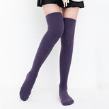 Winter Thick Knit Thigh High Socks Long Stockings Boot Solid Color Thigh High Socks Thick below the Knees Women's Stockings