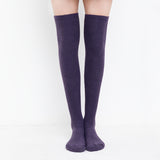 Winter Thick Knit Thigh High Socks Long Stockings Boot Solid Color Thigh High Socks Thick below the Knees Women's Stockings